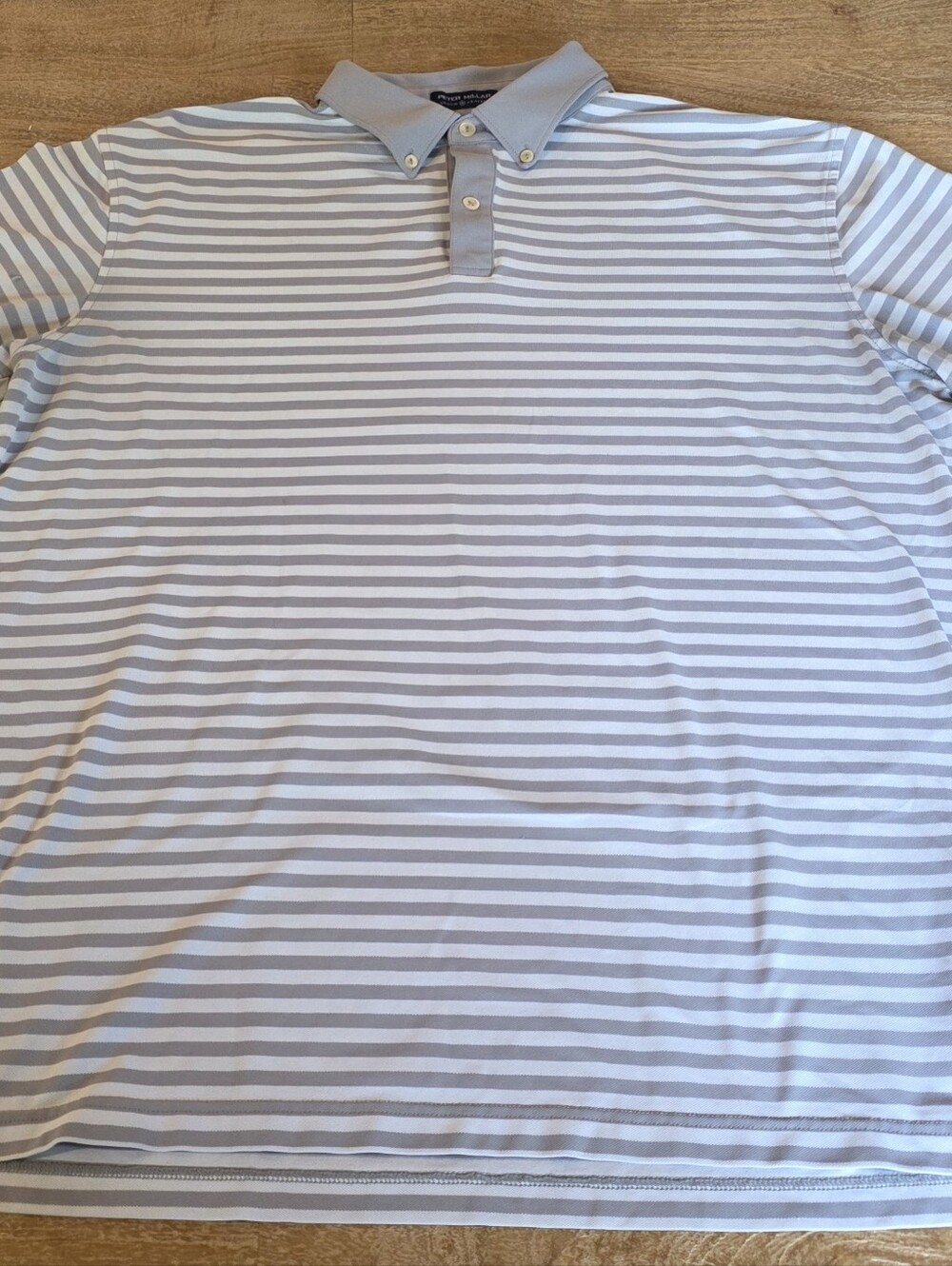 Peter Millar Men's Striped Polo Shirt - Light Gray & White